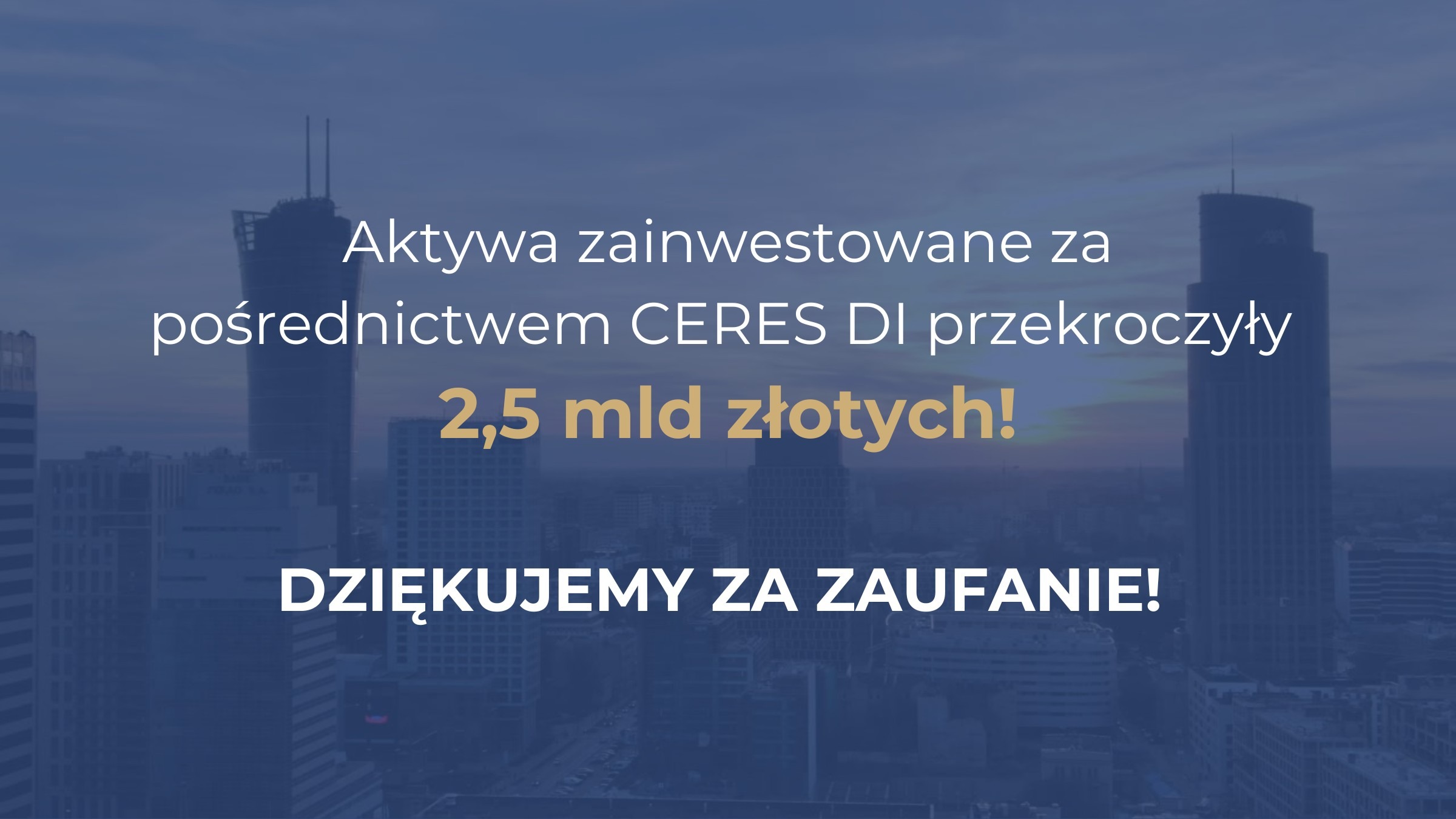 Aktywa zainwestowane przez klientów Ceres Dom Inwestycyjny przekroczyły w czerwcu 2024 roku kwotę 2,5 mld złotych.